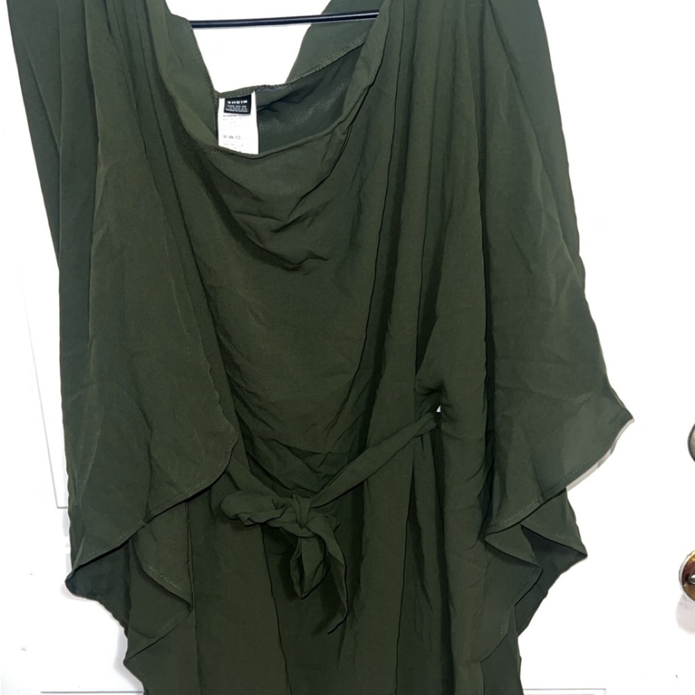 Zara Olive Green Draped Blouse